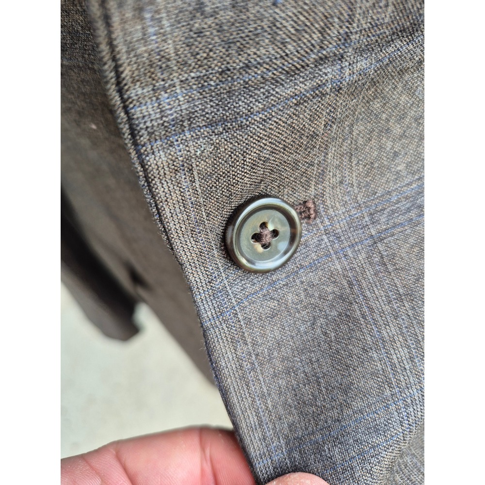 Michael Kors Mens 42R Brown Gray Plaid 100% Wool 2-Button Blazer Sport Coat 42 R - Picture 5 of 8